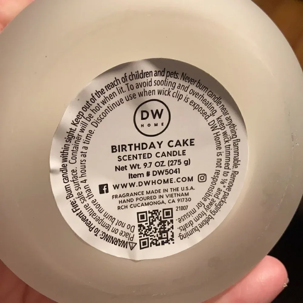 DW Home Richly Scented Candle Birthday Cake
